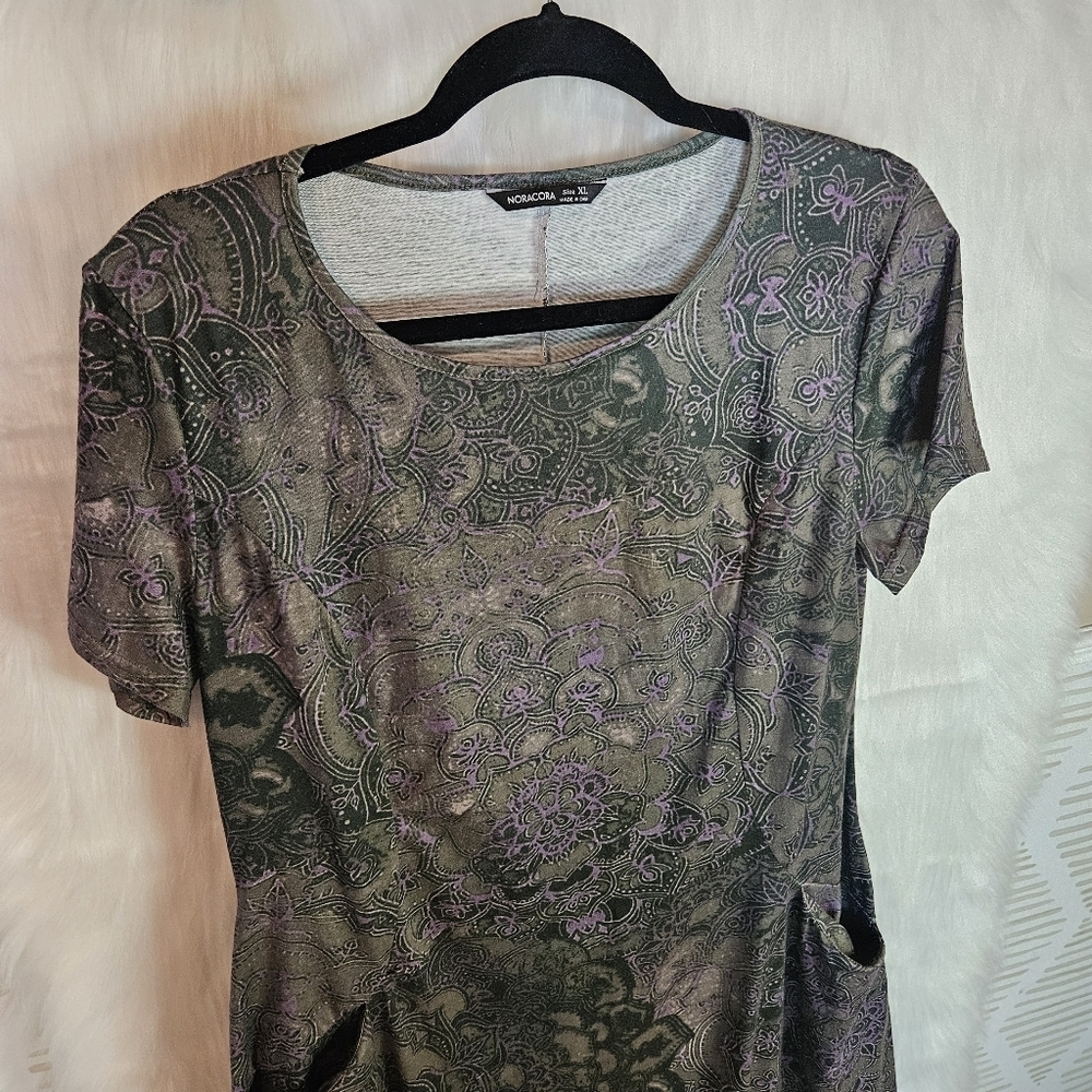 Noracora Stormy Skies High-Low Jersey Dress w/ Pockets - Picture 2 of 8